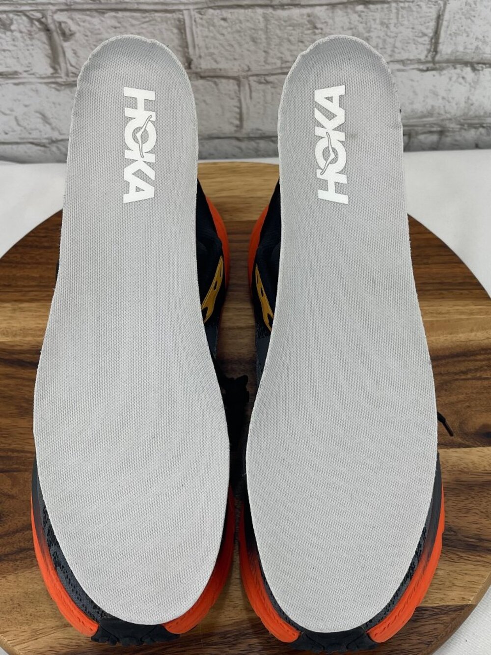 Hoka Men's Gray and Orange Athletic Running Shoes with Yellow Accents - Picture 15 of 16